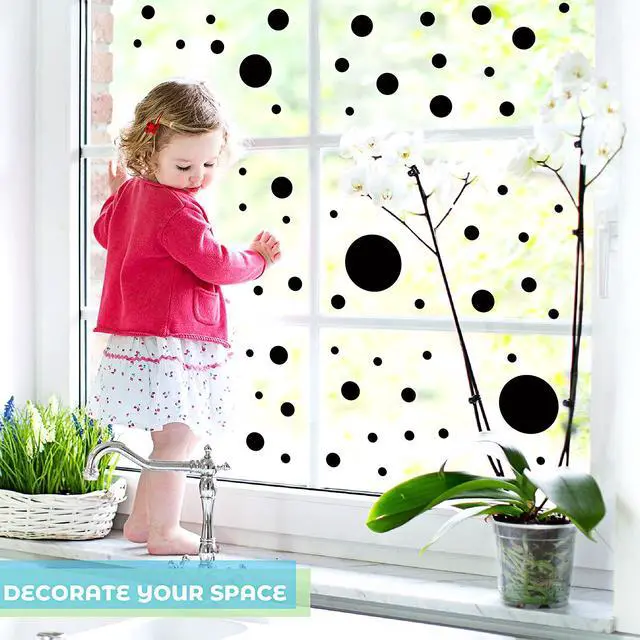 Alt view image 3 of 7 - 264 Pcs Polka Dot Wall Decals for Classroom Decor Kids Circle Wall Sticker Vinyl Peel and Stick Colorful Removable for Nursery Bedroom Playroom Living Room(Black)