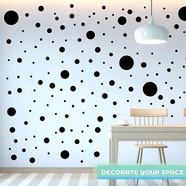 Alt view image 4 of 7 - 264 Pcs Polka Dot Wall Decals for Classroom Decor Kids Circle Wall Sticker Vinyl Peel and Stick Colorful Removable for Nursery Bedroom Playroom Living Room(Black)