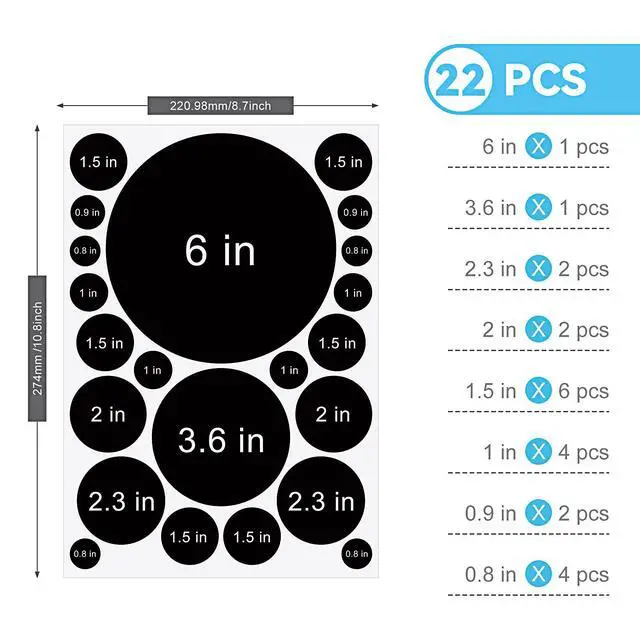 Alt view image 7 of 7 - 264 Pcs Polka Dot Wall Decals for Classroom Decor Kids Circle Wall Sticker Vinyl Peel and Stick Colorful Removable for Nursery Bedroom Playroom Living Room(Black)