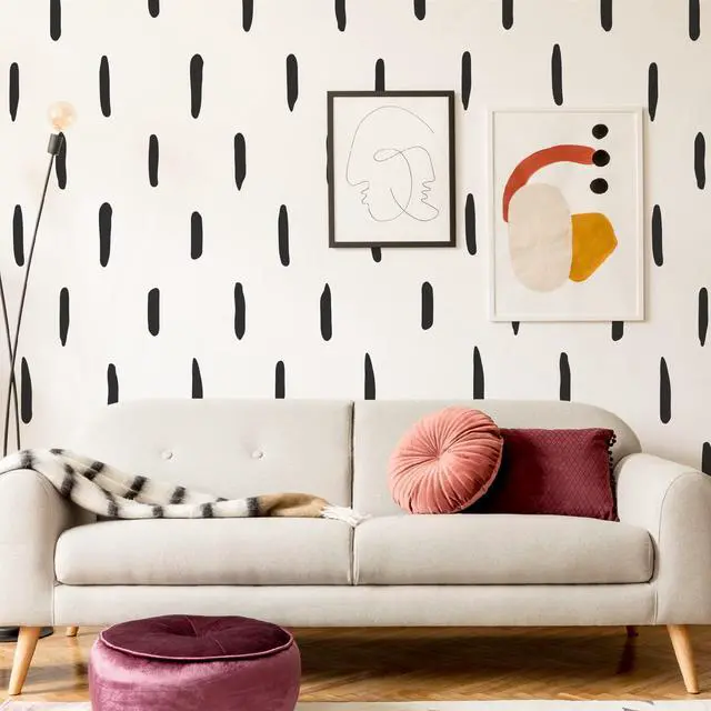 Main image of Black Thick Irregular Line Vinyl Abstract Wall Decals, Peel and Stick Modern Boho Stickers, 120 Upright Stripes for Kids Nursery Bedroom Living Room Farmhouse Decor