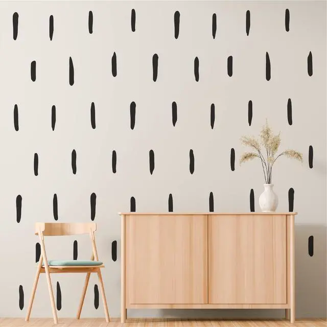 Alt view image 3 of 7 - Black Thick Irregular Line Vinyl Abstract Wall Decals, Peel and Stick Modern Boho Stickers, 120 Upright Stripes for Kids Nursery Bedroom Living Room Farmhouse Decor