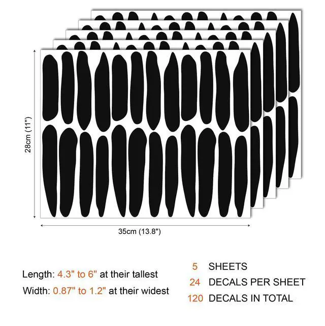 Alt view image 6 of 7 - Black Thick Irregular Line Vinyl Abstract Wall Decals, Peel and Stick Modern Boho Stickers, 120 Upright Stripes for Kids Nursery Bedroom Living Room Farmhouse Decor