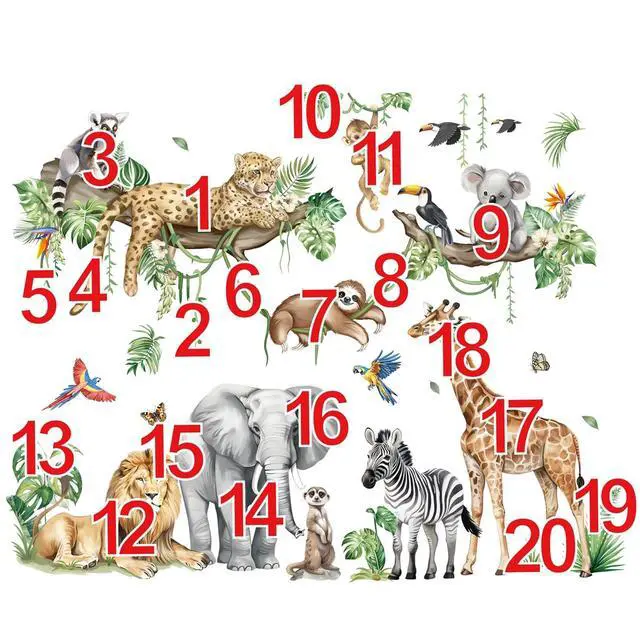 Alt view image 5 of 7 - Jungle Animals Tree Safari Giraffe Wall Decals Stickers (XL)