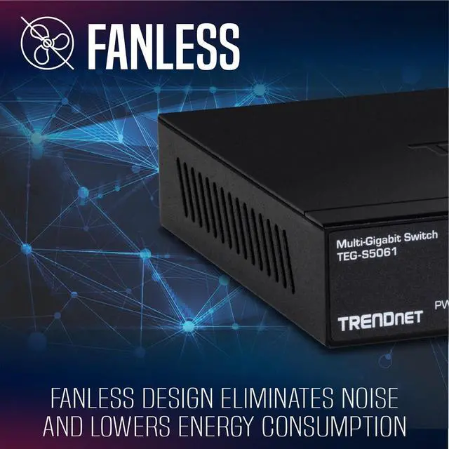 Alt view image 4 of 7 - TRENDnet 6-Port Unmanaged 2.5G Switch with 10G SFP+Port, TEG-S5061, 5 x 2.5GBASE-T Ports, 45Gbps SwitchingCapacity, Fanless, Wall Mountable,Lifetime Protection,Black