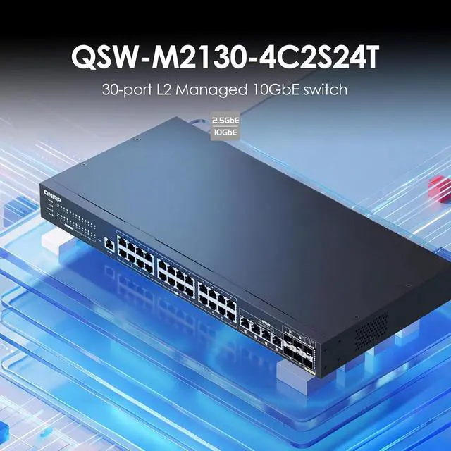 Alt view image 2 of 2 - QNAP QSW-M2130-4C2S24T-US 30-Port Rackmount Layer 2 Managed Switch