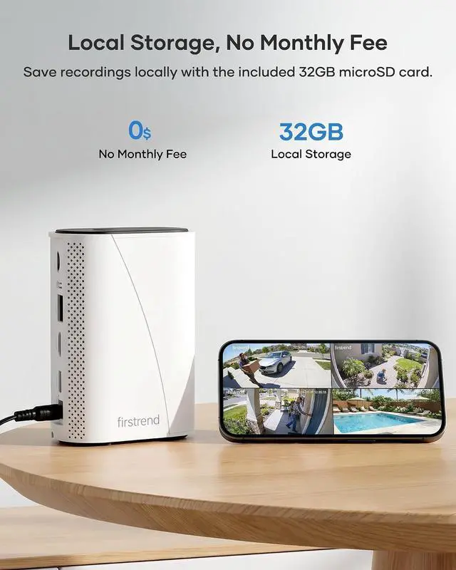 Main image of firstrend Solar Camera Outdoor Wireless for Home Security, 5-Cam Kit, No Subscription Required, Human Auto Tracking, Two Way Audio, 2K Color Night Vision, IP65