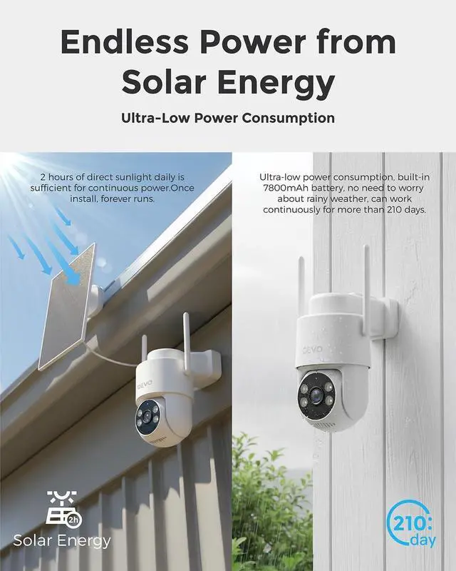 Alt view image 2 of 7 - Devo Security Camera Wireless Outdoor 2.3K Color Night Vision, AI Detection