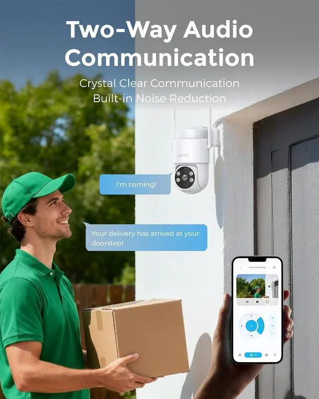 Alt view image 5 of 7 - Devo Security Camera Wireless Outdoor 2.3K Color Night Vision, AI Detection