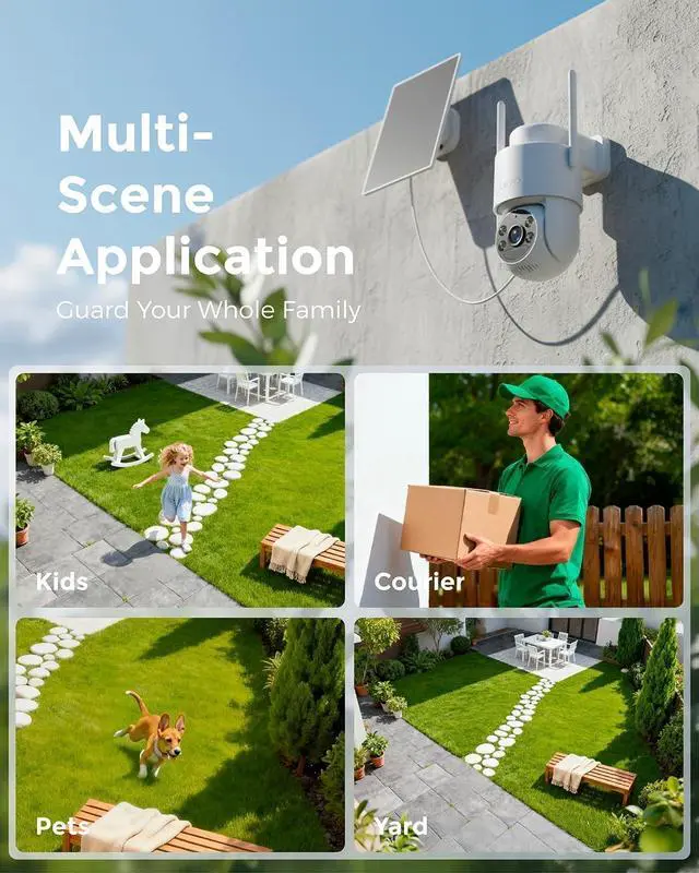 Alt view image 6 of 7 - Devo Security Camera Wireless Outdoor 2.3K Color Night Vision, AI Detection