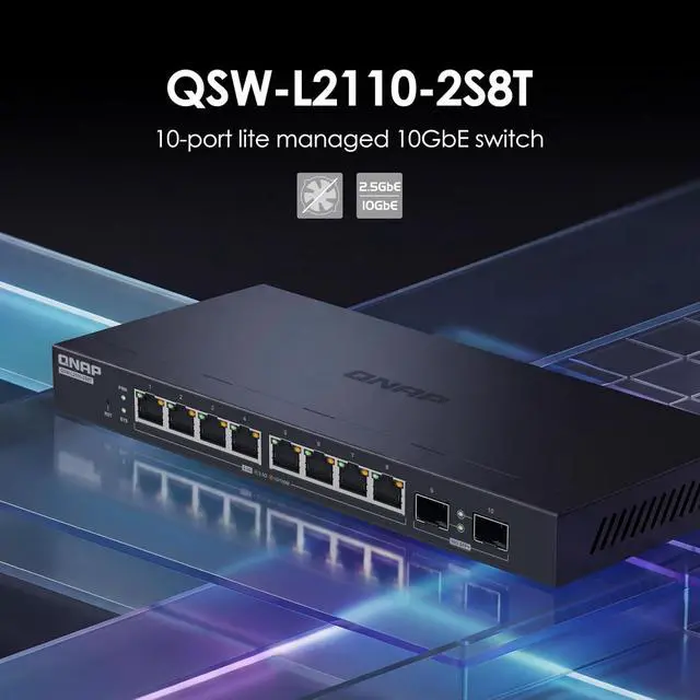 Alt view image 2 of 7 - QNAP QSW-L2110-2S8T-US 10-Port Multi-Gigabit Network Switch
