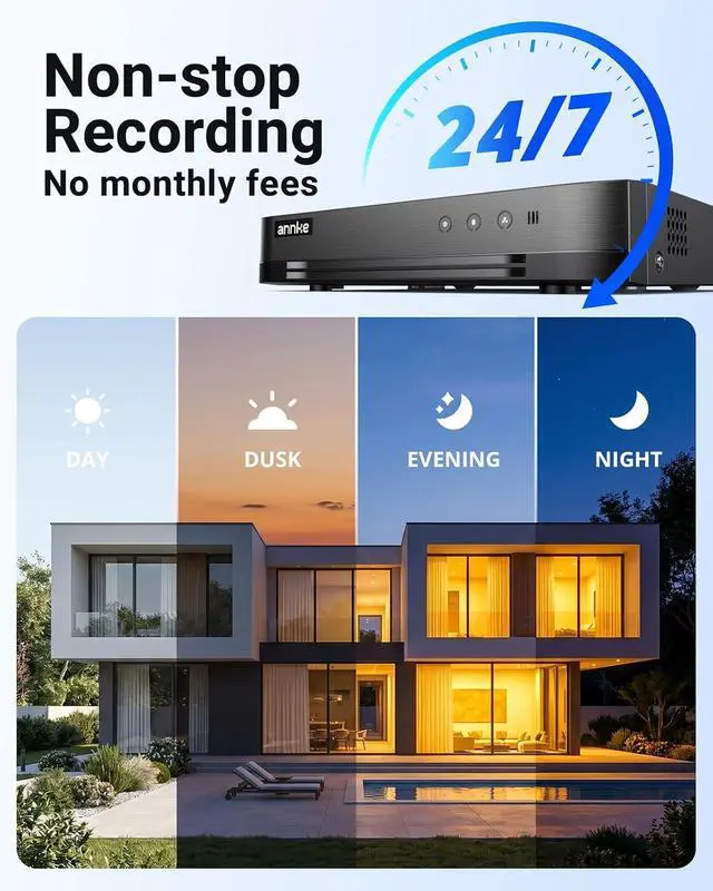 Alt view image 4 of 7 - ANNKE 16 Channel Security Camera System HD-TVI 1080P Lite Video DVR and 12Pcs 2MP Outdoor Cameras with Smart Dual Light, AI Human/Vehicle Detection,Color Night Vision,Digital WDR,IP67,2 TB Hard Drive