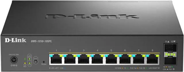 Main image of D-Link 10-Port Multi-Gigabit Smart Managed PoE Switch with 2 x 10G SFP+ 8 x 2.5G PoE Ports (DMS-1250-10SPL)