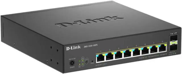Alt view image 3 of 4 - D-Link 10-Port Multi-Gigabit Smart Managed PoE Switch with 2 x 10G SFP+ 8 x 2.5G PoE Ports (DMS-1250-10SPL)