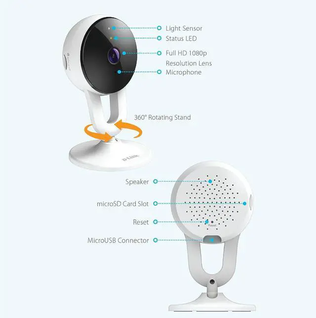 Alt view image 7 of 7 - D-Link Indoor Pro WiFi Security Camera HD 1080P, Two-Way Audio, Person & Motion Detection & Night Vision, Smart Home Surveillance Network System (DCS-8300LHV2)
