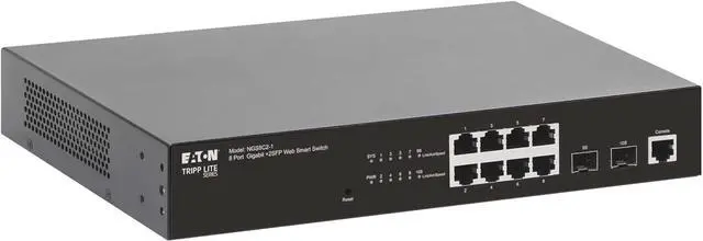 Main image of Eaton Tripp Lite Series 8Port Gigabit Managed Switch with 2 SFP Ports, Easy Smart WebManaged Layer 2 Network Ethernet Splitter, 1 Gbps, 1U Rack Mount or Desktop, 3Year Warranty (NGS8C21)