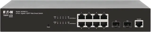 Alt view image 3 of 7 - Eaton Tripp Lite Series 8Port Gigabit Managed Switch with 2 SFP Ports, Easy Smart WebManaged Layer 2 Network Ethernet Splitter, 1 Gbps, 1U Rack Mount or Desktop, 3Year Warranty (NGS8C21)