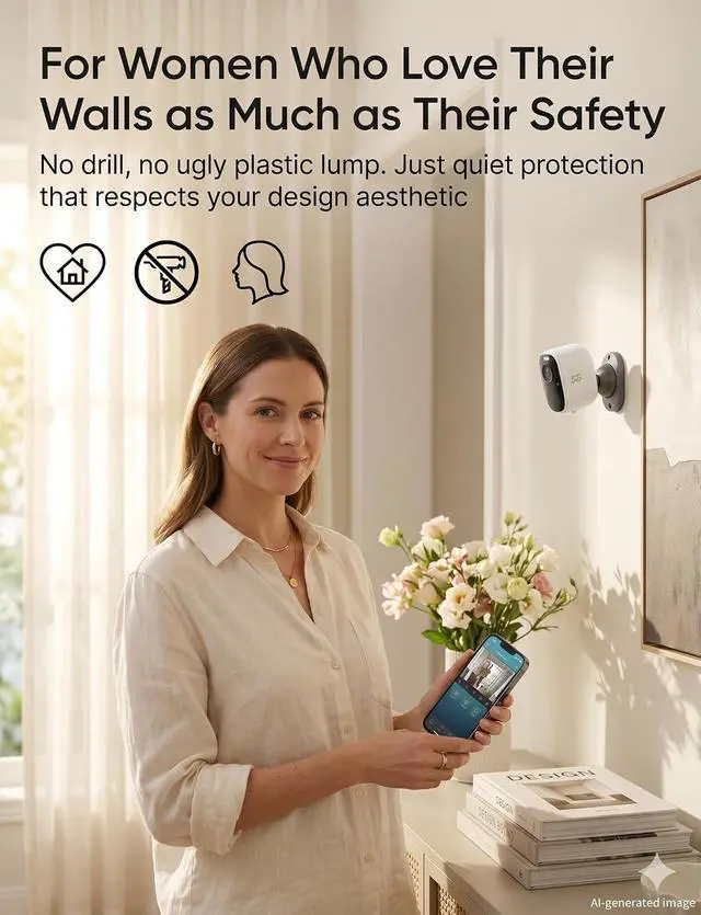 Alt view image 5 of 7 - DCT Magnetic Security Camera Outdoor: 10s 3M No-Drill Mount for Renters