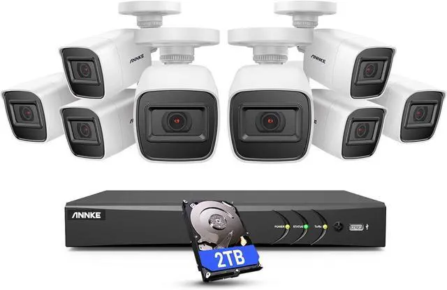 Main image of ANNKE 4K Security Camera System, 8CH 8MP AI DVR with Human & Vehicle Detection, 2TB HDD and 8 x 4K IP67 Bullet Home & Surveillance Cameras, Work with Alexa, Easy Remote View, Smart Color Night Vision