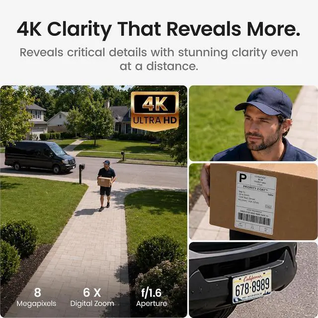 Alt view image 3 of 7 - aosu SolarCam D1 Max, 4K Solar Security Cameras Outdoor Wireless, 360° Pan & Tilt Coverage, Auto Tracking, Color Night Vision, Local Storage, No Subscription Required