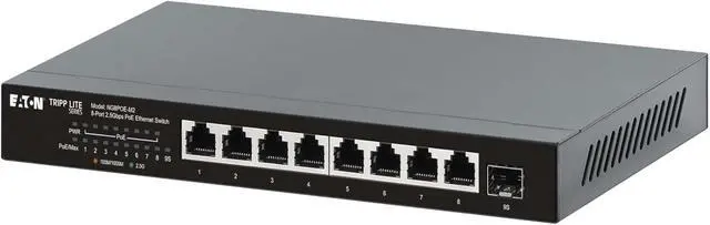 Alt view image 7 of 7 - Tripp Lite 2.5 Gbps 8-Port Desktop Unmanaged Gigabit Ethernet Network Switch with PoE+, 100W, Metal Enclosure, Plug-and-Play, TAA Compliant, Wall Mount Option, Status LEDs, 3-Year Warranty (NG8POE-M2)