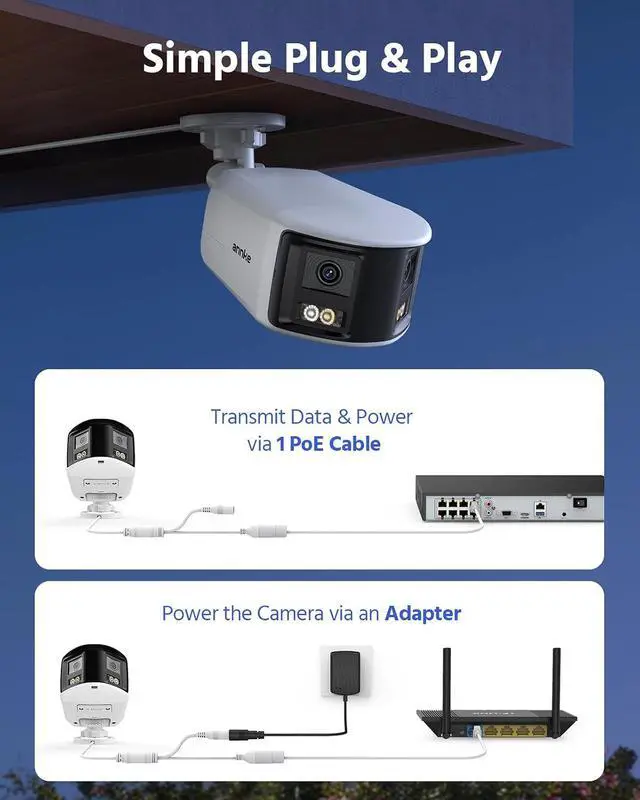 Alt view image 7 of 7 - ANNKE FCD600 PoE Dual-Lens Security Camera, 6MP 180° Panoramic Outdoor IP Camera, Smart Human/Vehicle Detection, Color Night Vision, 2-Way Audio, Supports MicroSD Card Up to 512GB, IP66