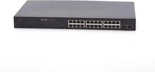 Alt view image 2 of 4 - GSW-2620VHP 24-Port 10/100/1000T 802.3at PoE + 2-Port Gigabit SFP Ethernet Switch with LCD PoE Monitor (300W)