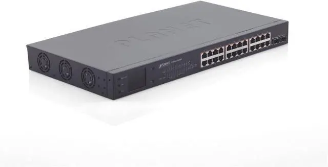 Alt view image 4 of 4 - GSW-2620VHP 24-Port 10/100/1000T 802.3at PoE + 2-Port Gigabit SFP Ethernet Switch with LCD PoE Monitor (300W)