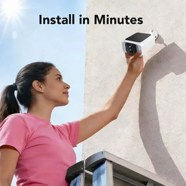 Alt view image 2 of 7 - GNCC Solar Security Camera Wireless Outdoor, 2.4GHz & 5GHz WiFi, 4MP 2K