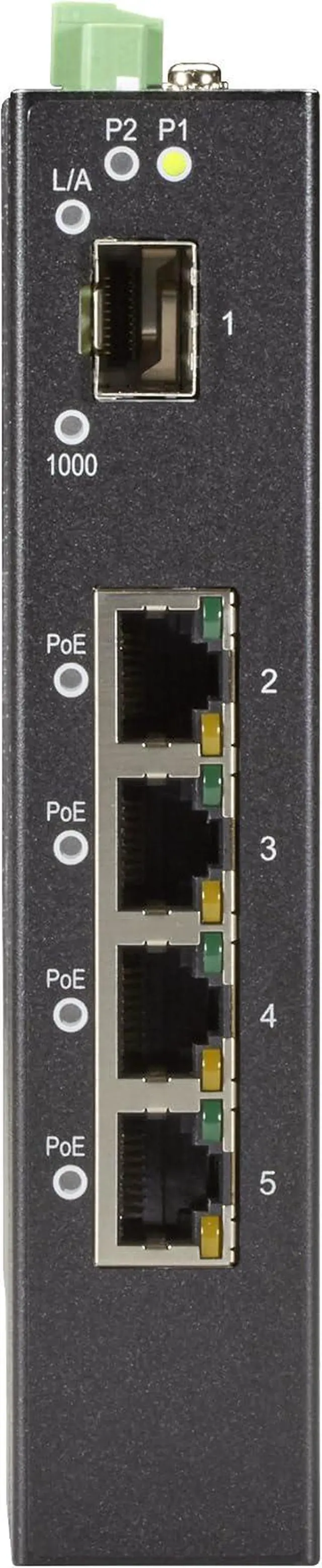 Alt view image 2 of 3 - Black Box EXTR PoE Switch - (4) 10/100/1000Mb RJ45 PoE, (1) 100/1000Mb SFP