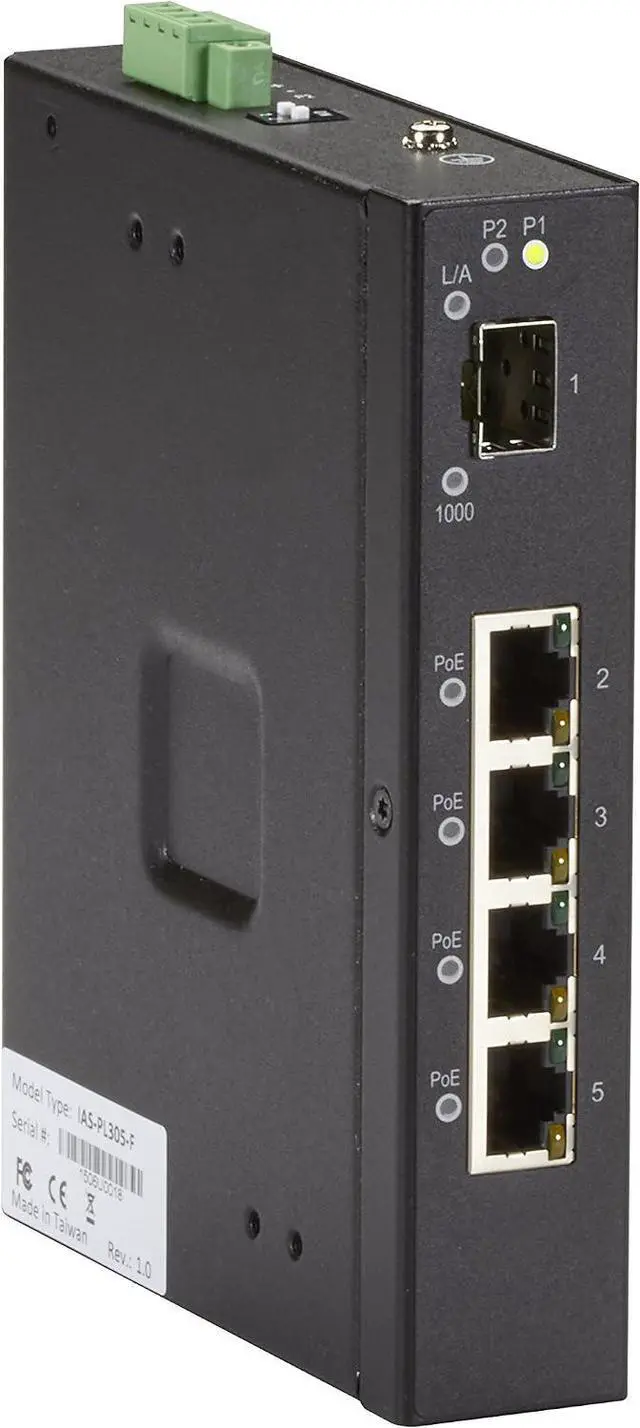 Main image of Black Box EXTR PoE Switch - (4) 10/100/1000Mb RJ45 PoE, (1) 100/1000Mb SFP