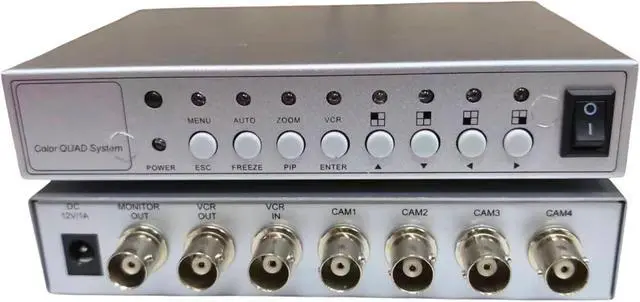Alt view image 3 of 6 - Evertech Office Home Analog Video Security Camera CCTV Color Quad Splitter Processor 4 Channel/Port Real Time with Remote Control (Silver or Black Casing)