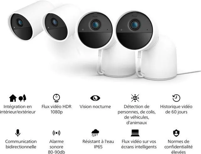 Alt view image 3 of 7 - Philips Hue Security Security Camera with Cable HD 1080P Night Vision Two Way Audio Microphone Push Notifications Indoor White