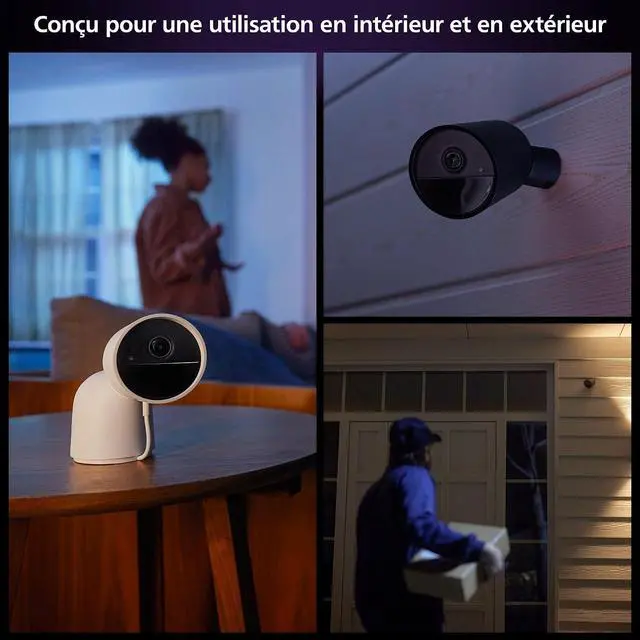 Alt view image 7 of 7 - Philips Hue Security Security Camera with Cable HD 1080P Night Vision Two Way Audio Microphone Push Notifications Indoor White