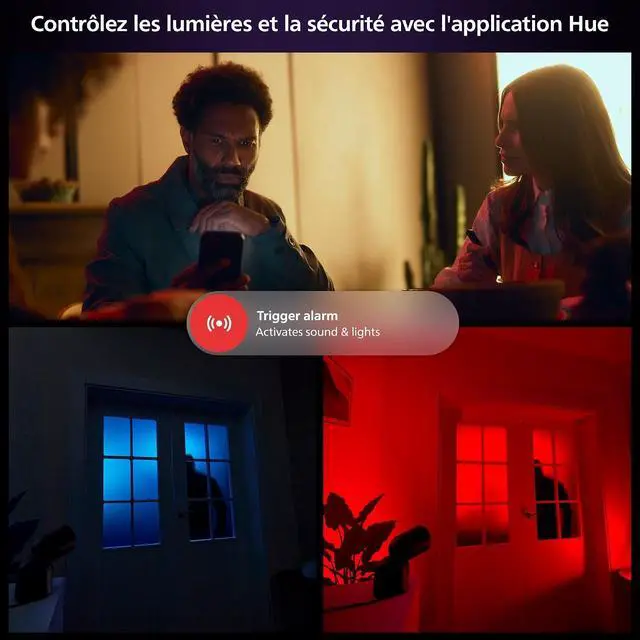 Alt view image 5 of 7 - Philips Hue Security Security Camera with Cable HD 1080P Night Vision Two Way Audio Microphone Push Notifications Indoor White
