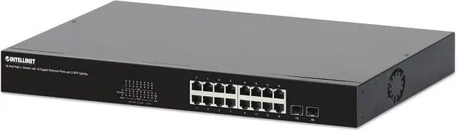 Alt view image 5 of 6 - Intellinet 18-Port PoE++ Switch with 16 Gigabit Ethernet Ports & 2 SFP Uplinks - 440W, High-Power, Rackmount, Energy Efficient Networking Solution - TAA Compliant - 562232