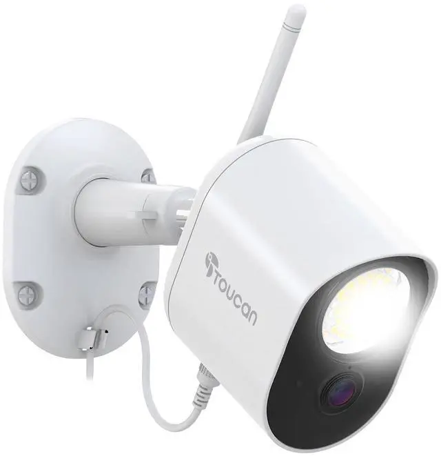 Main image of Toucan Outdoor Floodlight Security Camera - AC-Powered, Wi-Fi, 1080p Video, Night Vision, Motion Alert, 1200-lumen Security Light, Two-Way Talk, App with Free 24-Hour Video Recording History
