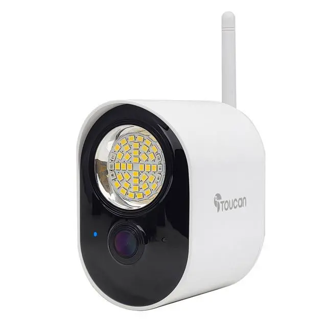 Alt view image 2 of 7 - Toucan Outdoor Floodlight Security Camera - AC-Powered, Wi-Fi, 1080p Video, Night Vision, Motion Alert, 1200-lumen Security Light, Two-Way Talk, App with Free 24-Hour Video Recording History