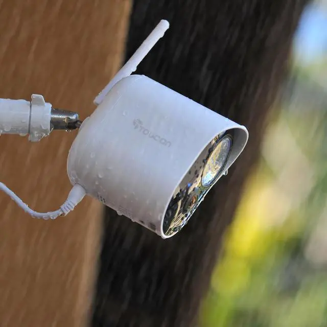 Alt view image 3 of 7 - Toucan Outdoor Floodlight Security Camera - AC-Powered, Wi-Fi, 1080p Video, Night Vision, Motion Alert, 1200-lumen Security Light, Two-Way Talk, App with Free 24-Hour Video Recording History