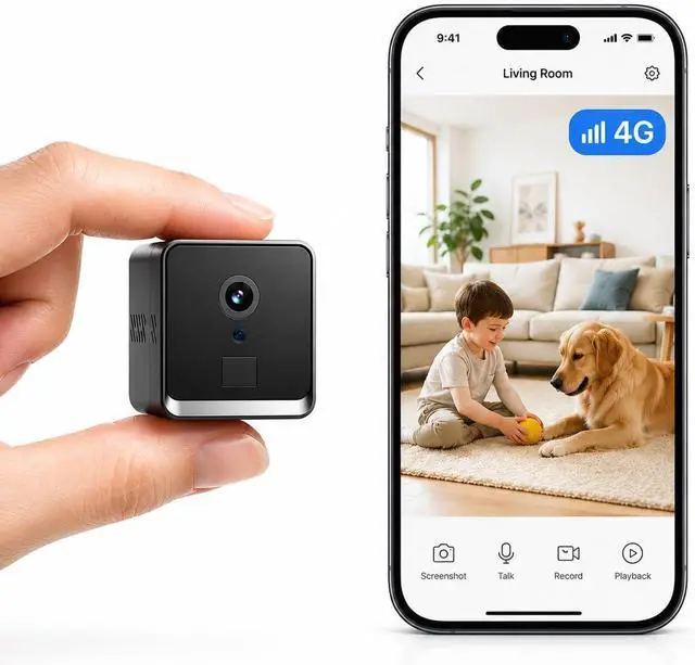 Main image of 4G LTE Cellular Security Camera, No WiFi 2K HD Indoor Surveillance Camera with Built-In SIM Card for Remote Viewing, PIR Motion Detection Auto Night Vision Real-Time Alerts, Portable Battery Camera