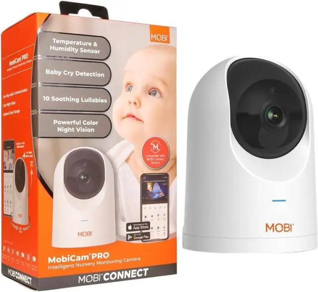 Main image of MobiCam PRO Home Monitoring Camera Single: Full HD, Pan & Tilt, Color Night Vision, Motion Tracking, Temp & Humidity Readings. Supports Cloud & SD Storage, Smart App Compatible