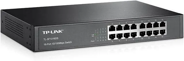 Alt view image 2 of 6 - TP-Link 16 Port 10/100Mbps Fast Ethernet Switch Plug & Play Desktop/Rackmount Sturdy Metal w/Shielded Ports Fanless Unmanaged (TL-SF1016DS)
