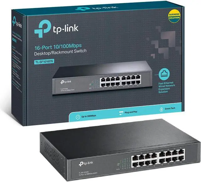 Alt view image 4 of 6 - TP-Link 16 Port 10/100Mbps Fast Ethernet Switch Plug & Play Desktop/Rackmount Sturdy Metal w/Shielded Ports Fanless Unmanaged (TL-SF1016DS)