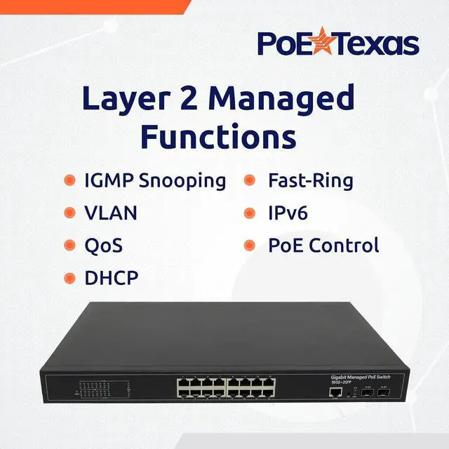 Alt view image 5 of 6 - 24-Port Rackmount Managed Network Switch - Layer 2 PoE+ Managed Switch (IEEE 802.3at) - 400W Gigabit 1 Gig Power Over Ethernet for Intelligent Buildings - Smart Support, IGMP, VLAN, QoS, DHCP