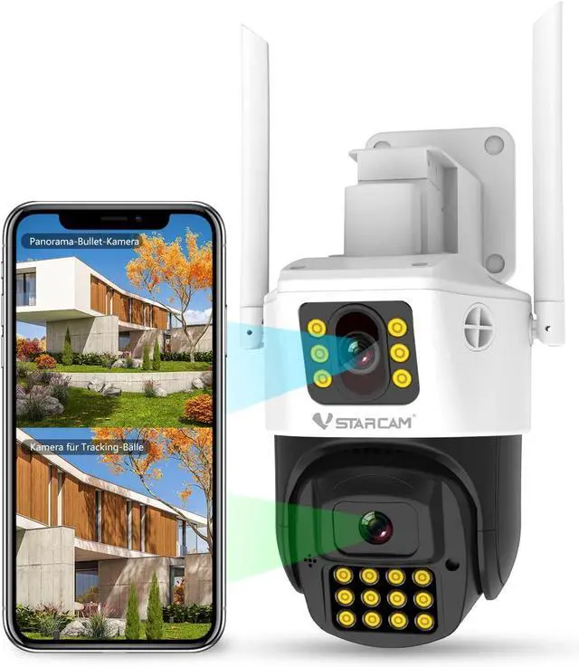 Main image of VSTARCAM Outdoor Security Dual Lens Camera, 3MP Home Security Camera, Motion Detection, Auto Tracking, Two-Way Talk, 360° PTZ Security Camera, Cloud & SD Card Storage