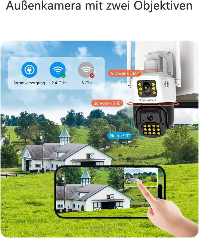 Alt view image 4 of 7 - VSTARCAM Outdoor Security Dual Lens Camera, 3MP Home Security Camera, Motion Detection, Auto Tracking, Two-Way Talk, 360° PTZ Security Camera, Cloud & SD Card Storage