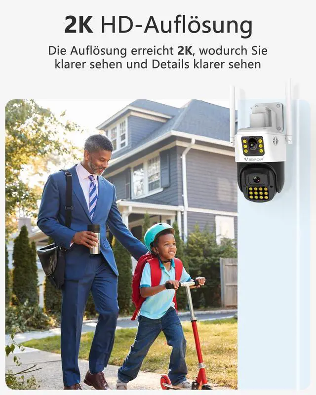 Alt view image 3 of 7 - VSTARCAM Outdoor Security Dual Lens Camera, 3MP Home Security Camera, Motion Detection, Auto Tracking, Two-Way Talk, 360° PTZ Security Camera, Cloud & SD Card Storage