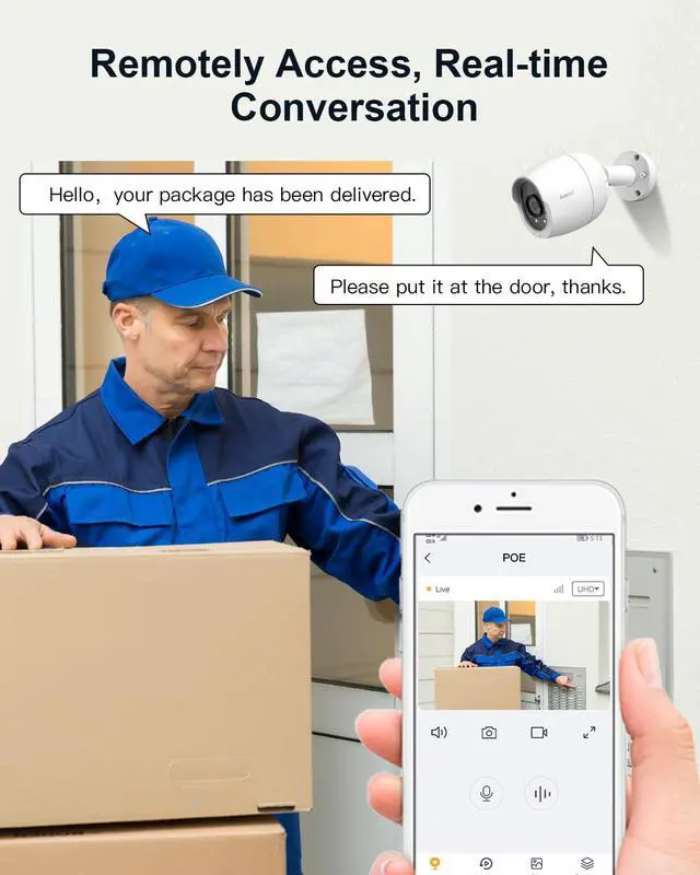 Alt view image 5 of 7 - ARENTI 4K Security Camera System, 8MP POE Camera System with AI Person Vehicle Detection, 4PCS 4K POE Security Cameras, H.264+ 4K 8CH NVR with 2TB HDD for 24-7 Recording, AIK8-810B4 White