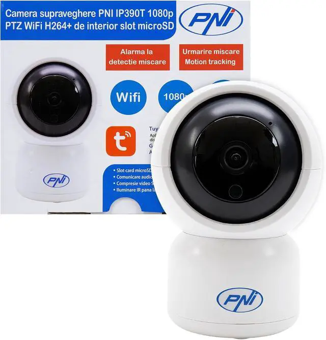Alt view image 2 of 7 - PNI Video Surveillance Camera IP390T 1080P with PTZ WiFi H264 + Supports 128GB microSD, Night Vision, Tuya Application, P2P