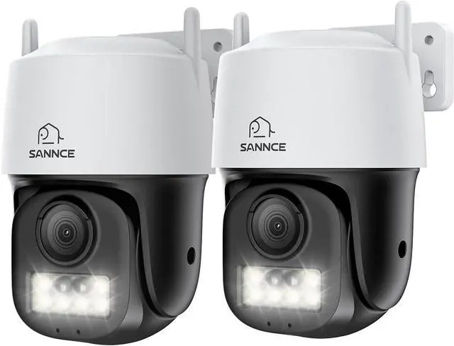 Main image of SANNCE 5MP Smart Dual Light PoE Security Camera - Human and Vehicle Detection, Color Night Vision, Built-in 2 Way Audio, IP66 Weatherproof, Pan & Tilt Surveillance Camera, No Including Adapter(2 Pack)