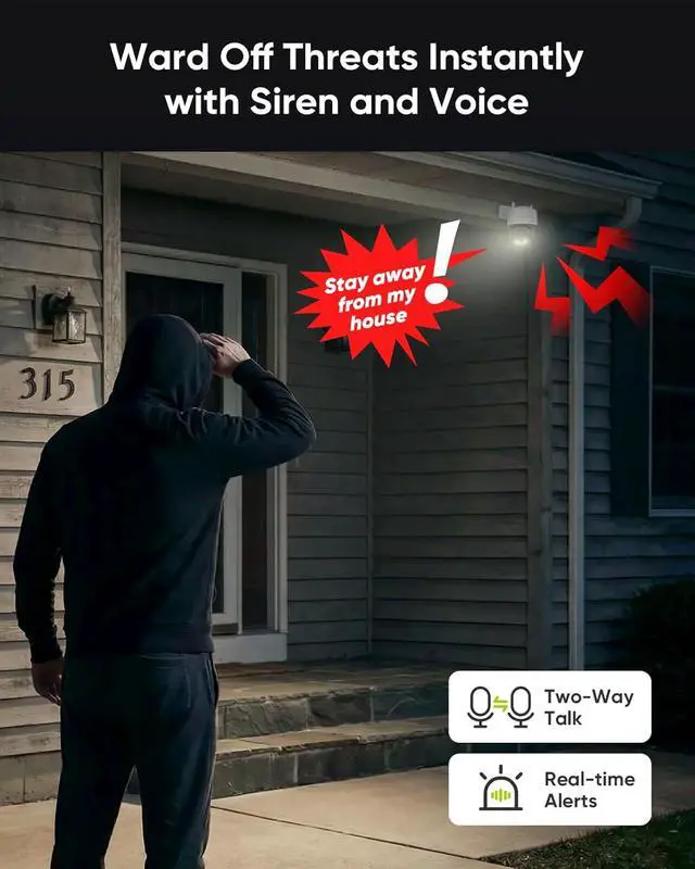 Alt view image 6 of 7 - SANNCE 5MP Smart Dual Light PoE Security Camera - Human and Vehicle Detection, Color Night Vision, Built-in 2 Way Audio, IP66 Weatherproof, Pan & Tilt Surveillance Camera, No Including Adapter(2 Pack)